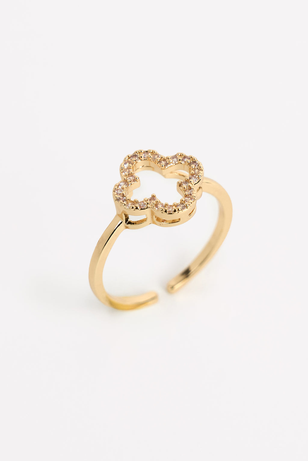 Altın Kaplama Zirkon Taşlı Yonca Yüzük