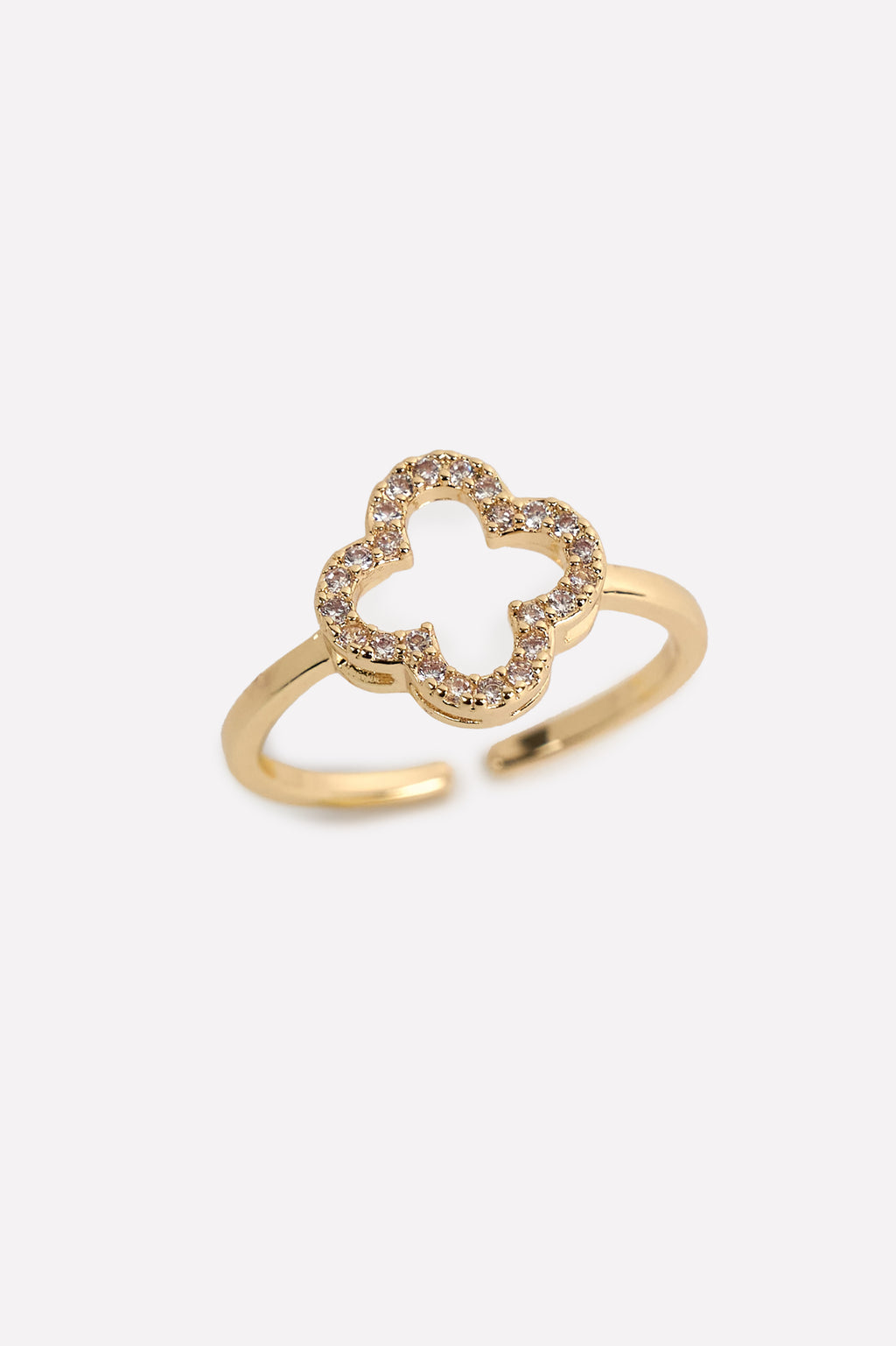 Altın Kaplama Zirkon Taşlı Yonca Yüzük