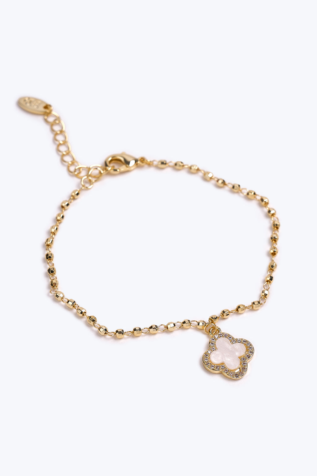 14K Altın Kaplama Sedef Detaylı Yonca Bileklik