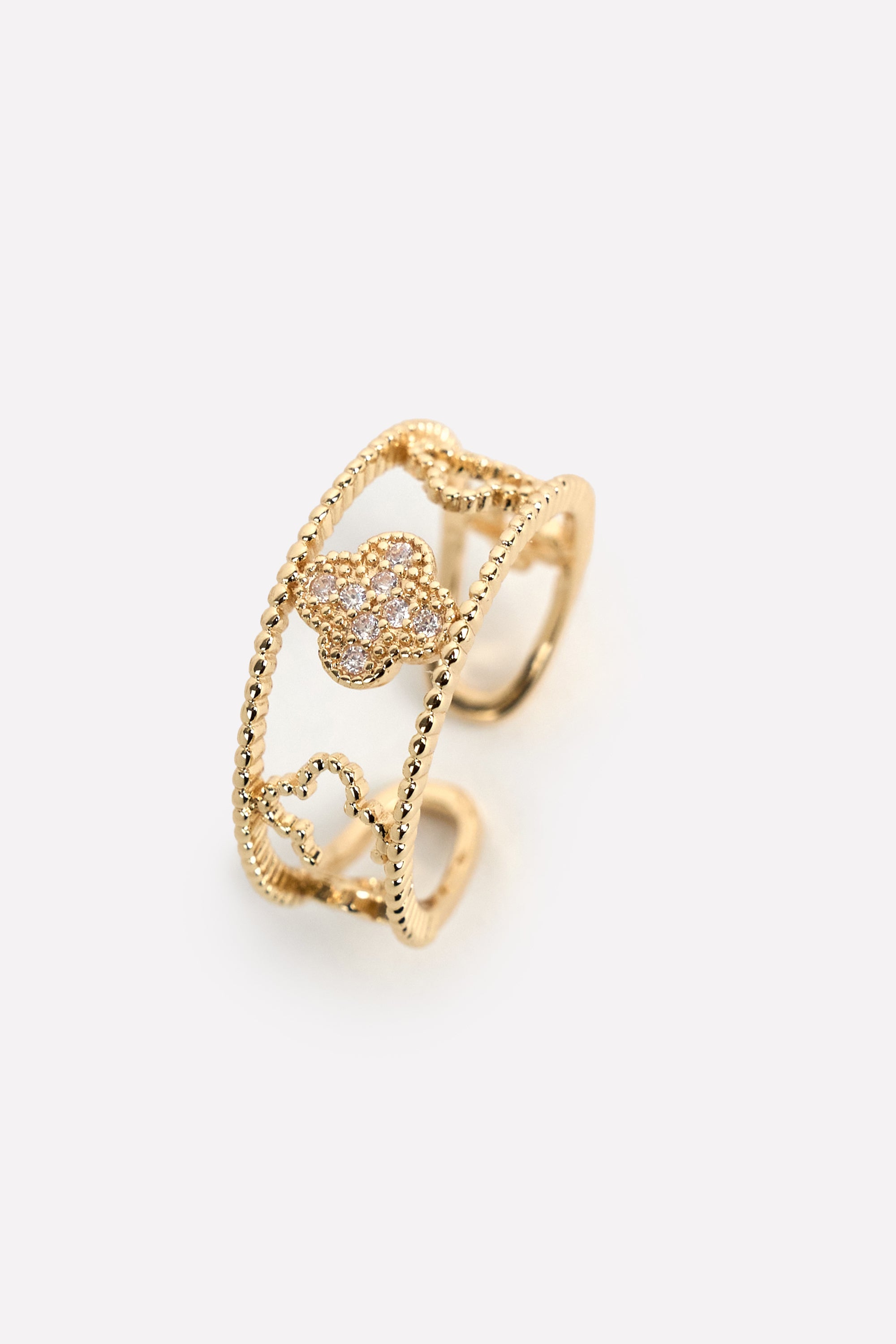 Altın Kaplama Yonca Yüzük