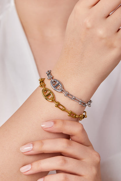 Çelik Zincir Model Bileklik Gold