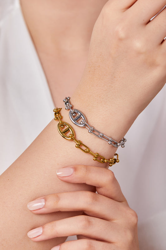 Çelik Zincir Model Bileklik Gold
