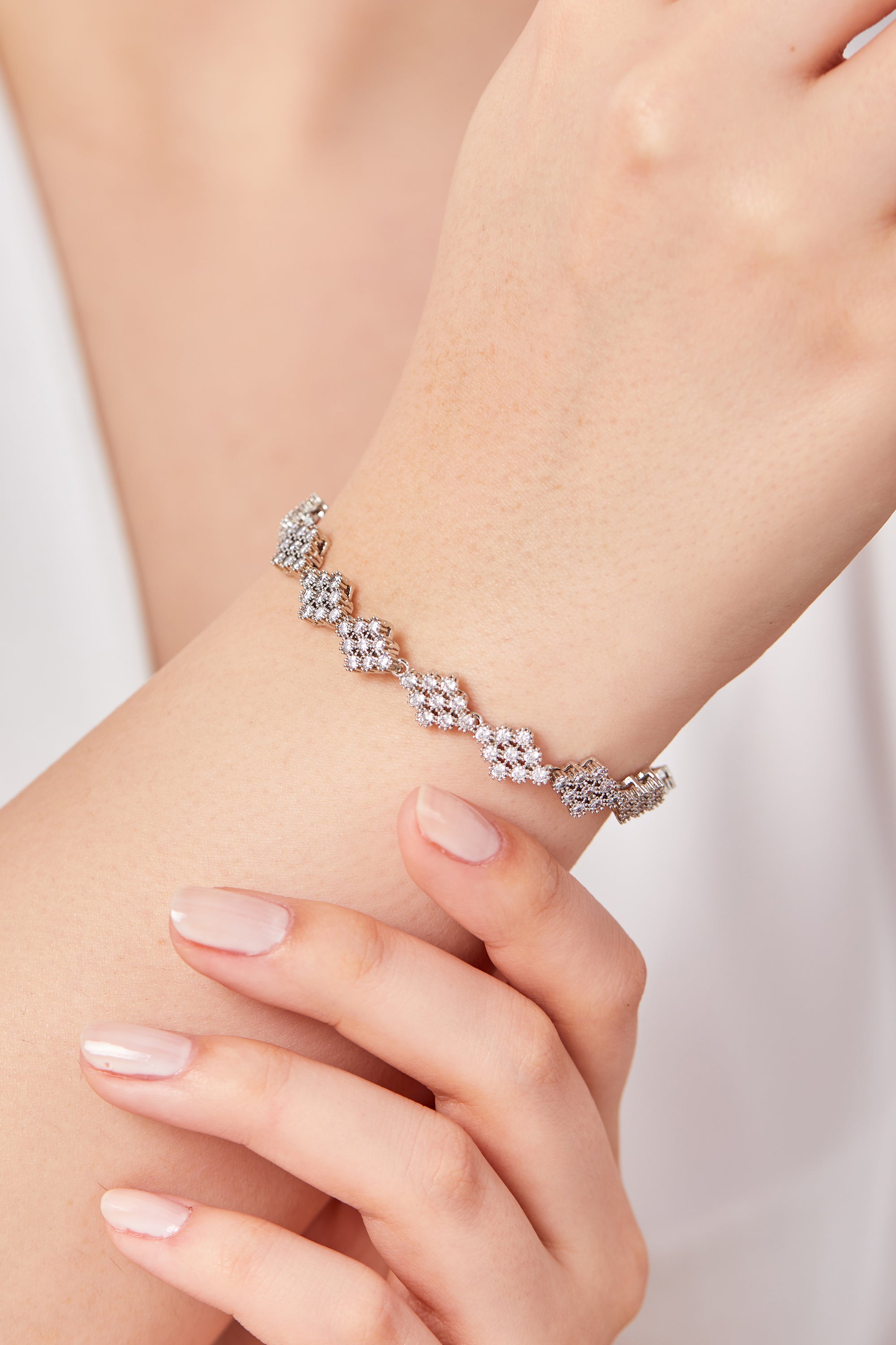 22 Carat Gold Plated White Stone Bracelet