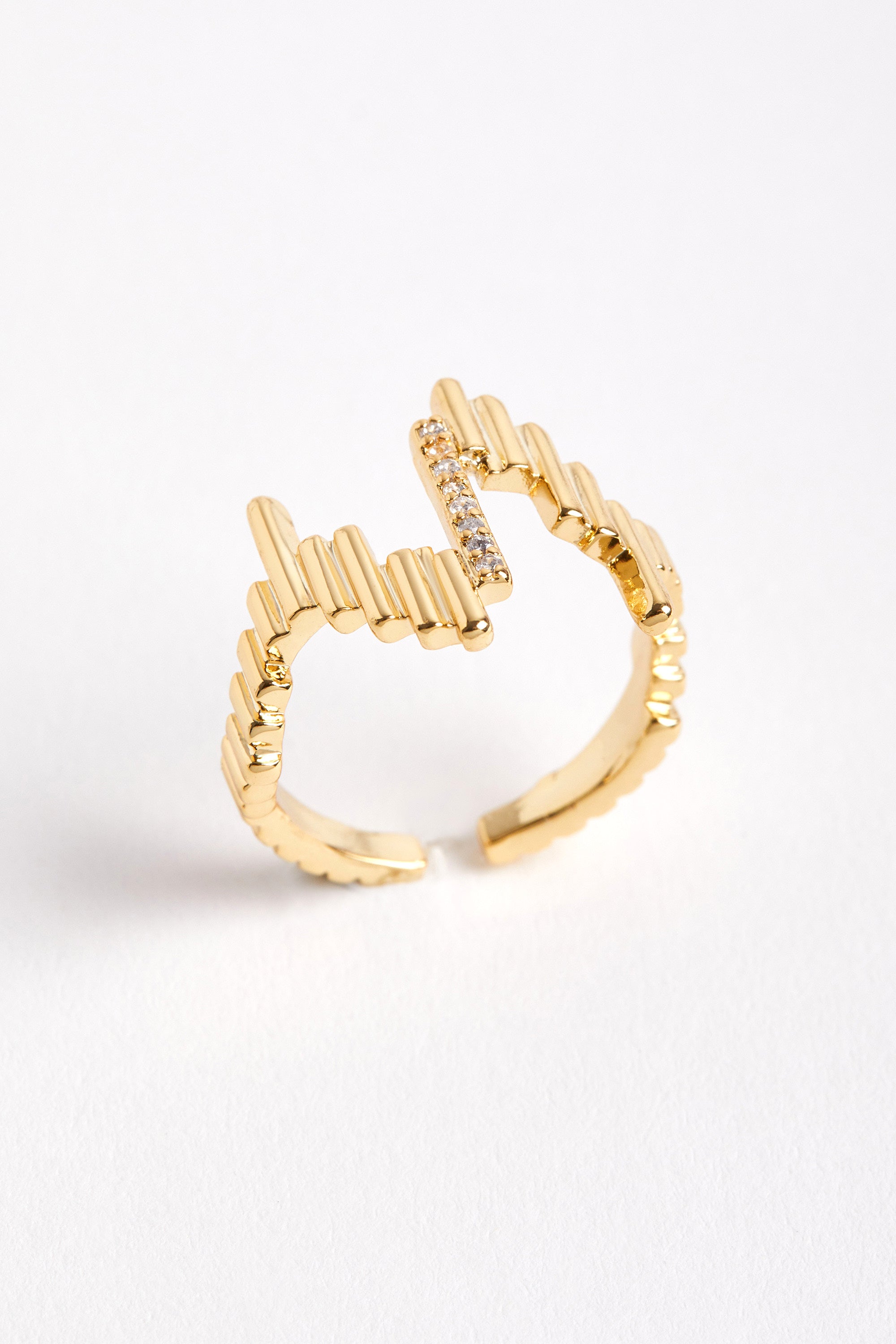 Rhodium Plated Zigzag Ring Gold