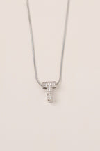 Steel Letter Necklace T Silver