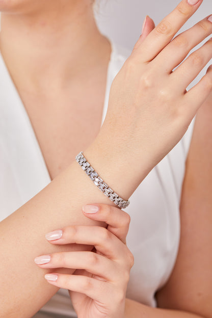 22 Ayar Altın Kaplama Taşlı Bileklik Silver