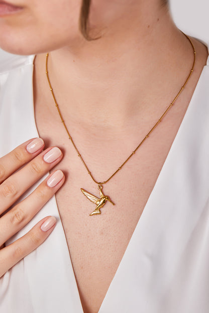 Çelik Kuş Model Kolye Gold