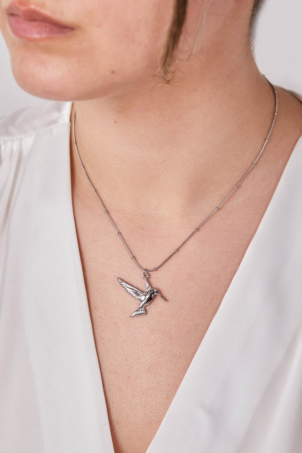Çelik Kuş Model Kolye Silver