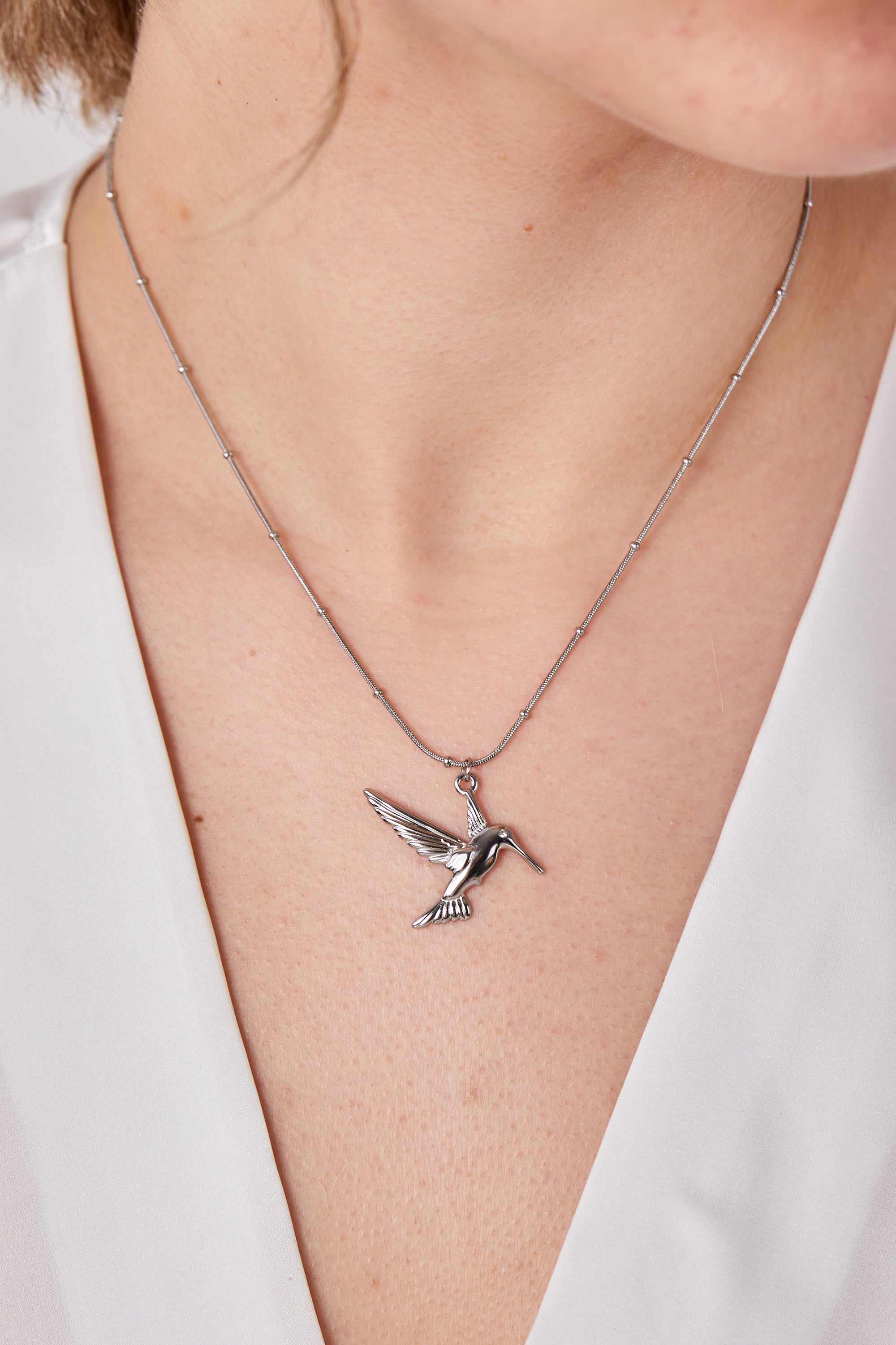 Çelik Kuş Model Kolye Silver