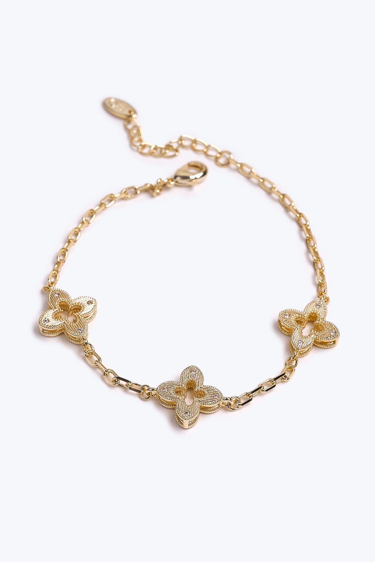 14K Altın Kaplama Üçlü Yonca Bileklik