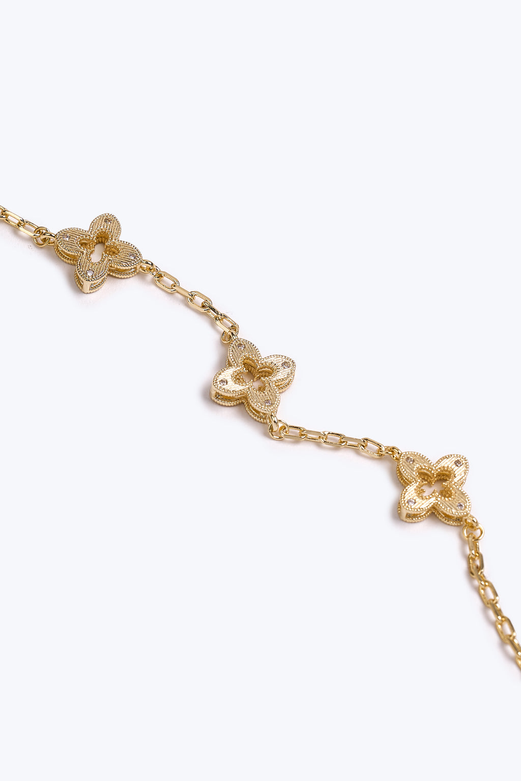 14K Altın Kaplama Üçlü Yonca Bileklik