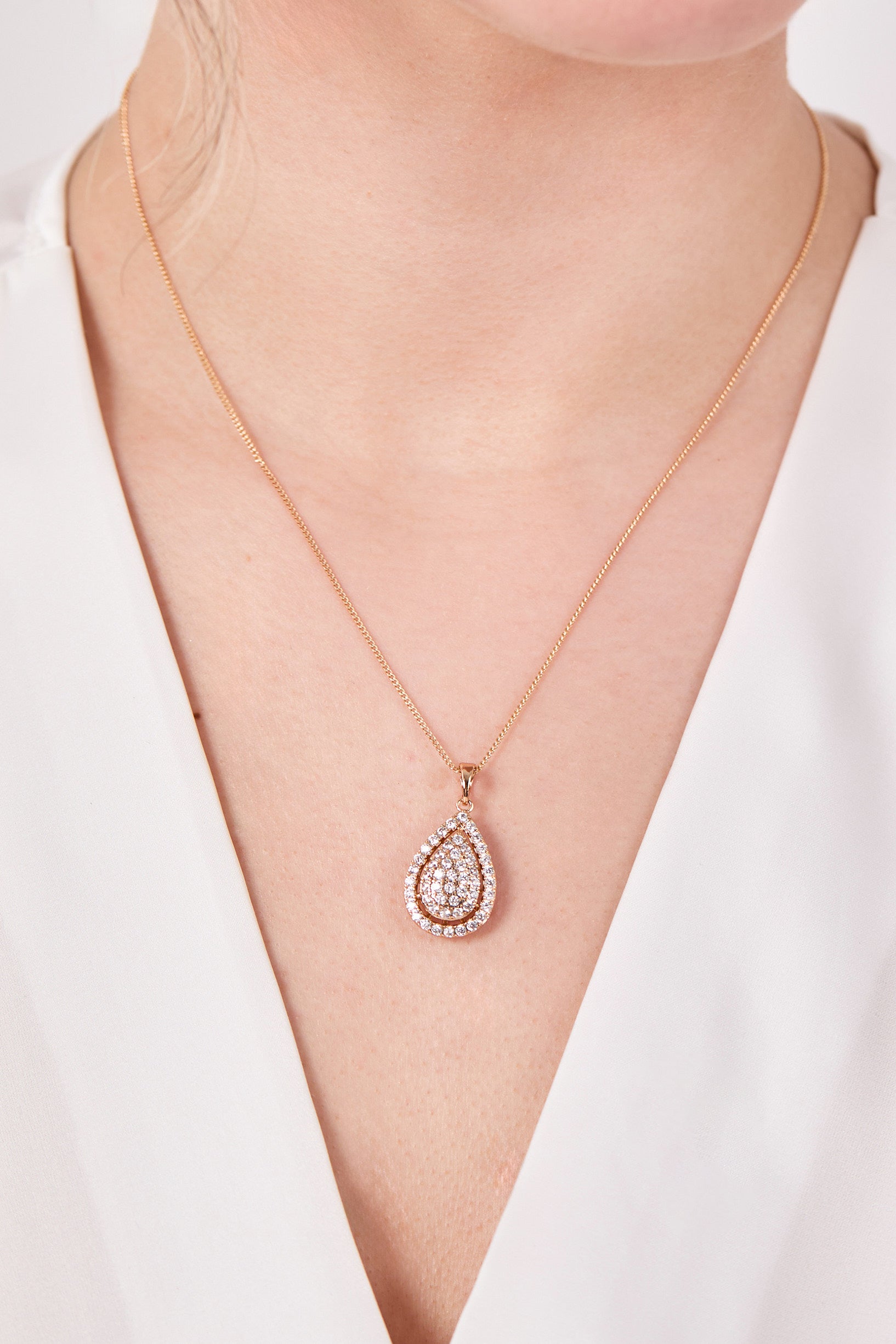 Xuping Diamond Stone Drop Necklace