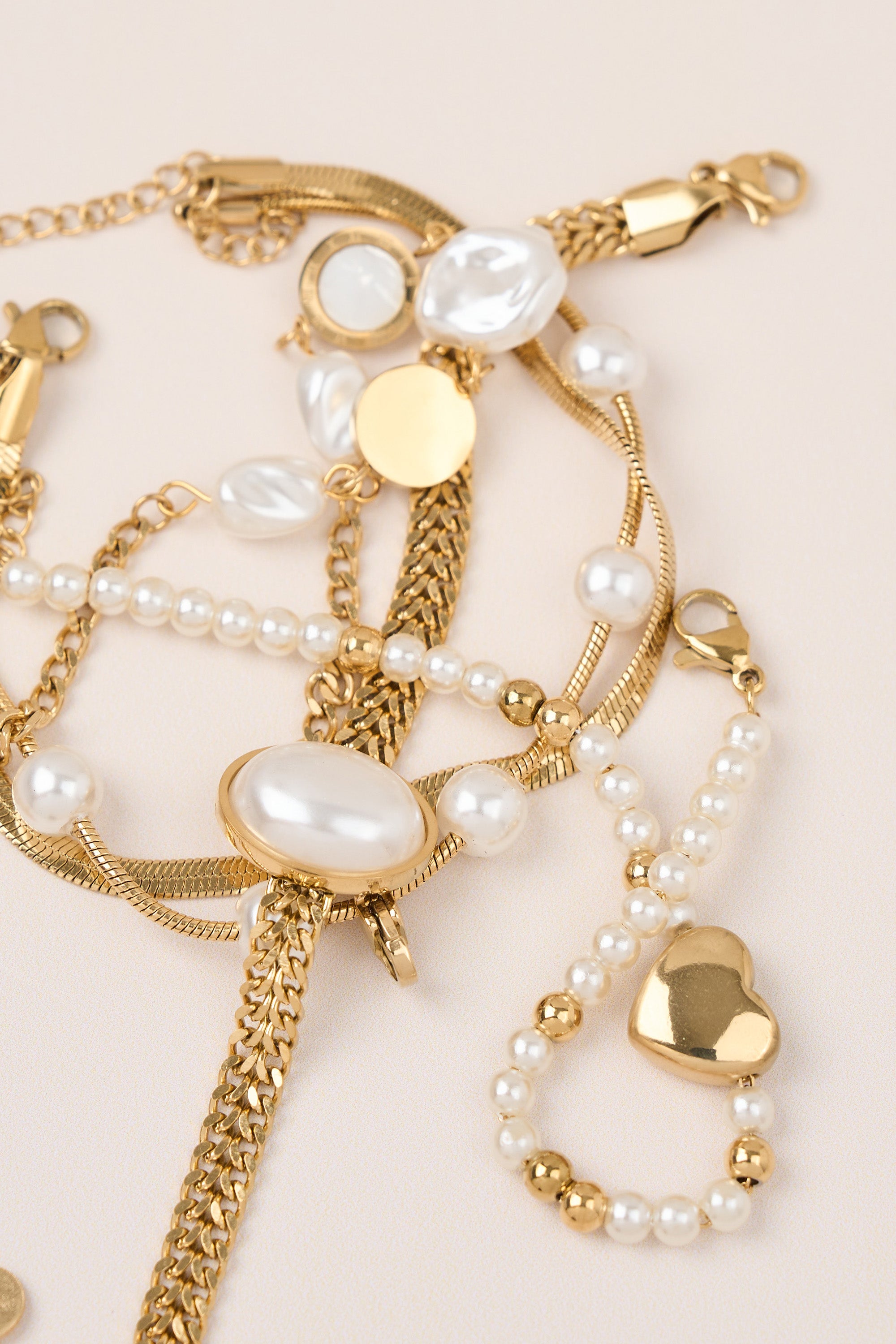 Steel Pearl Heart Bracelet