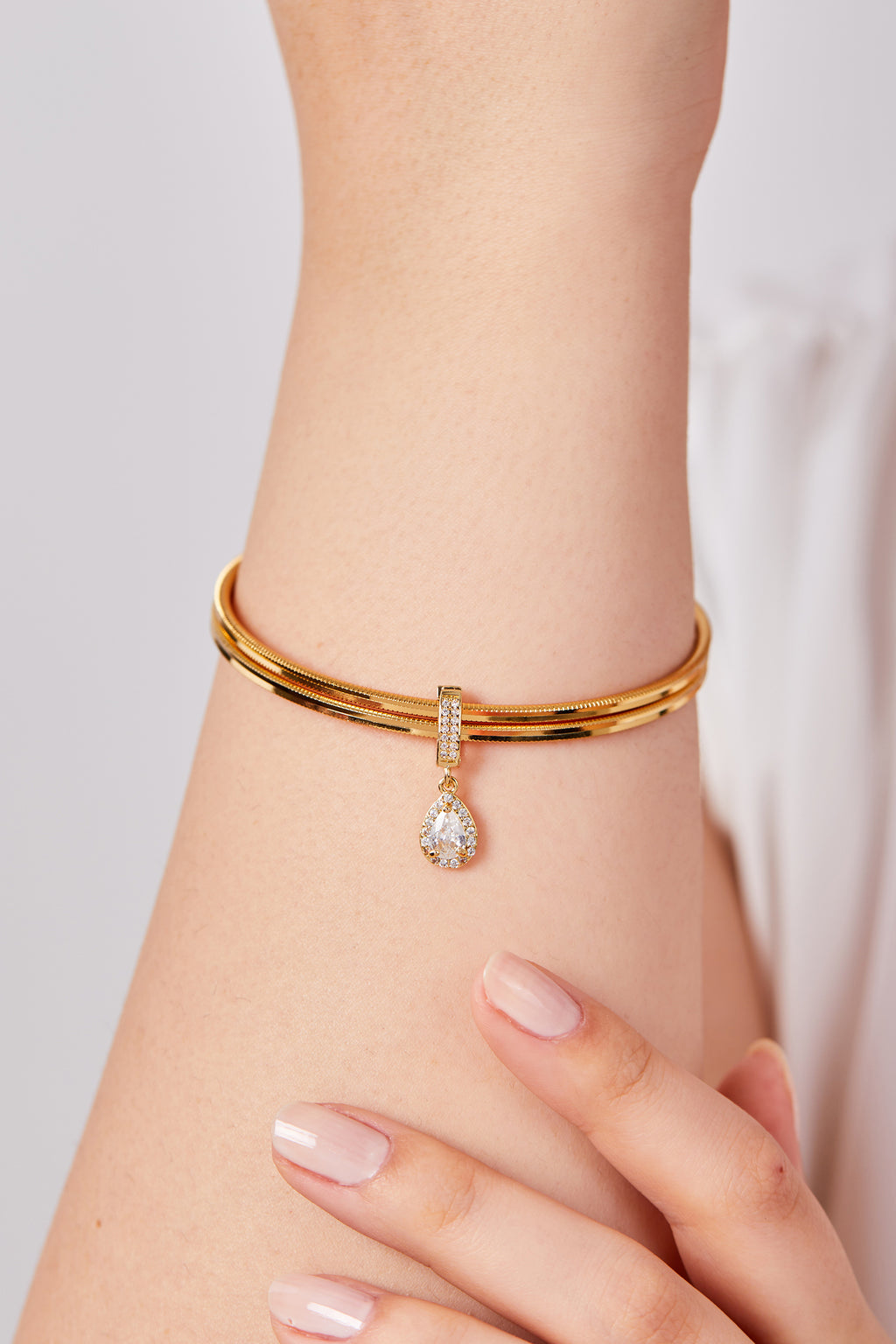 Gold Plated Drop Stone Charm