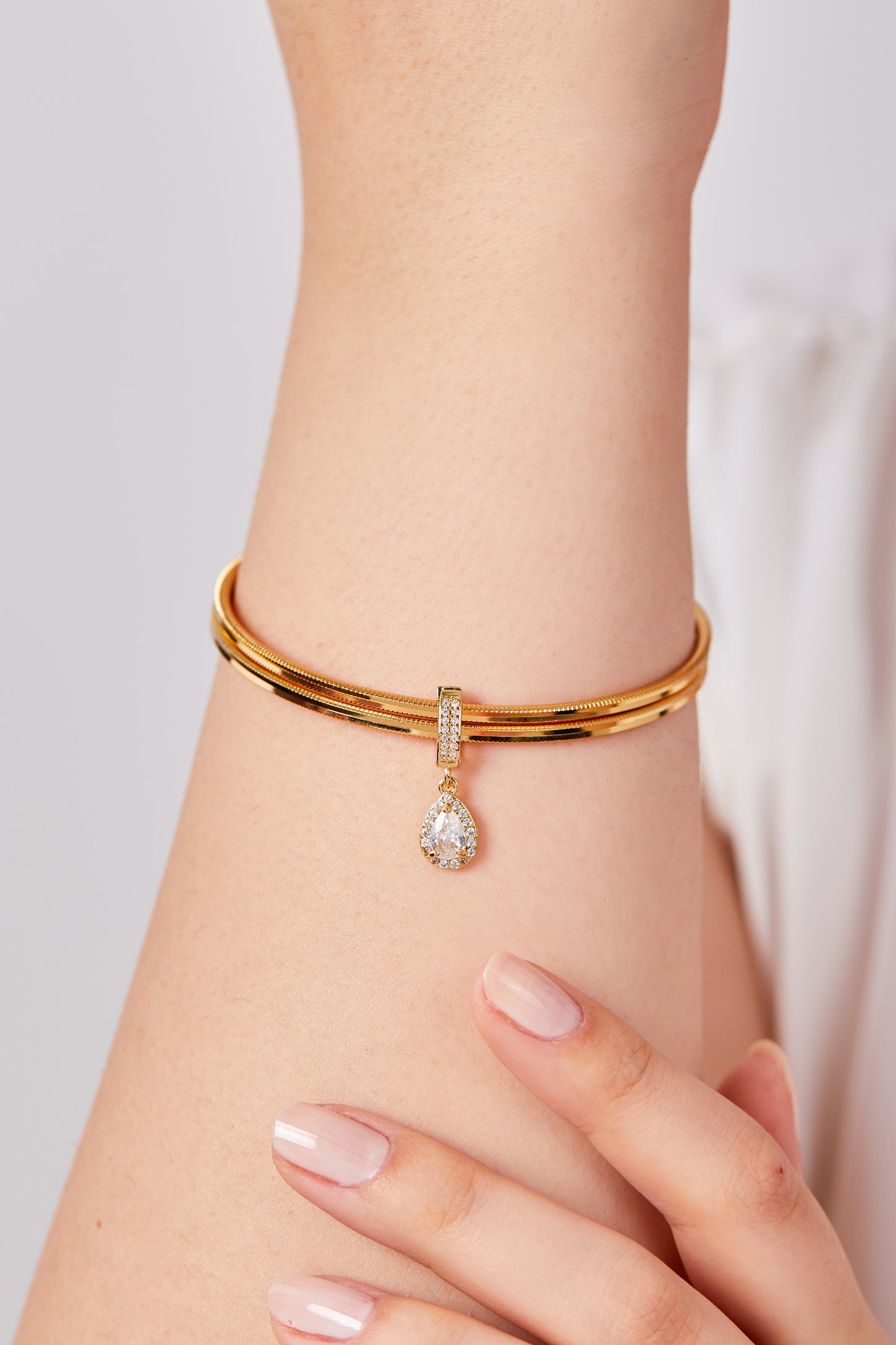 Gold Plated Drop Stone Charm