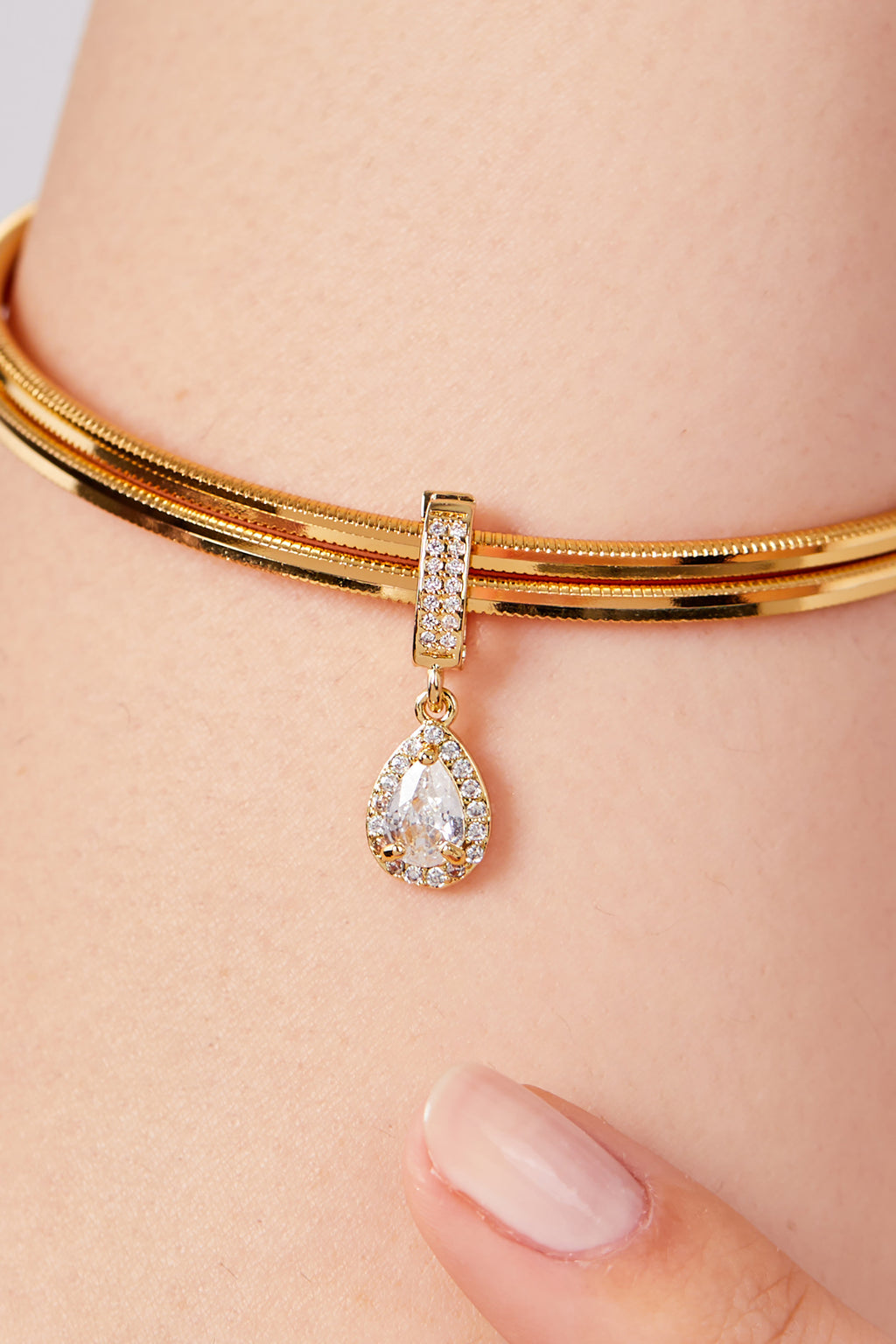Gold Plated Drop Stone Charm