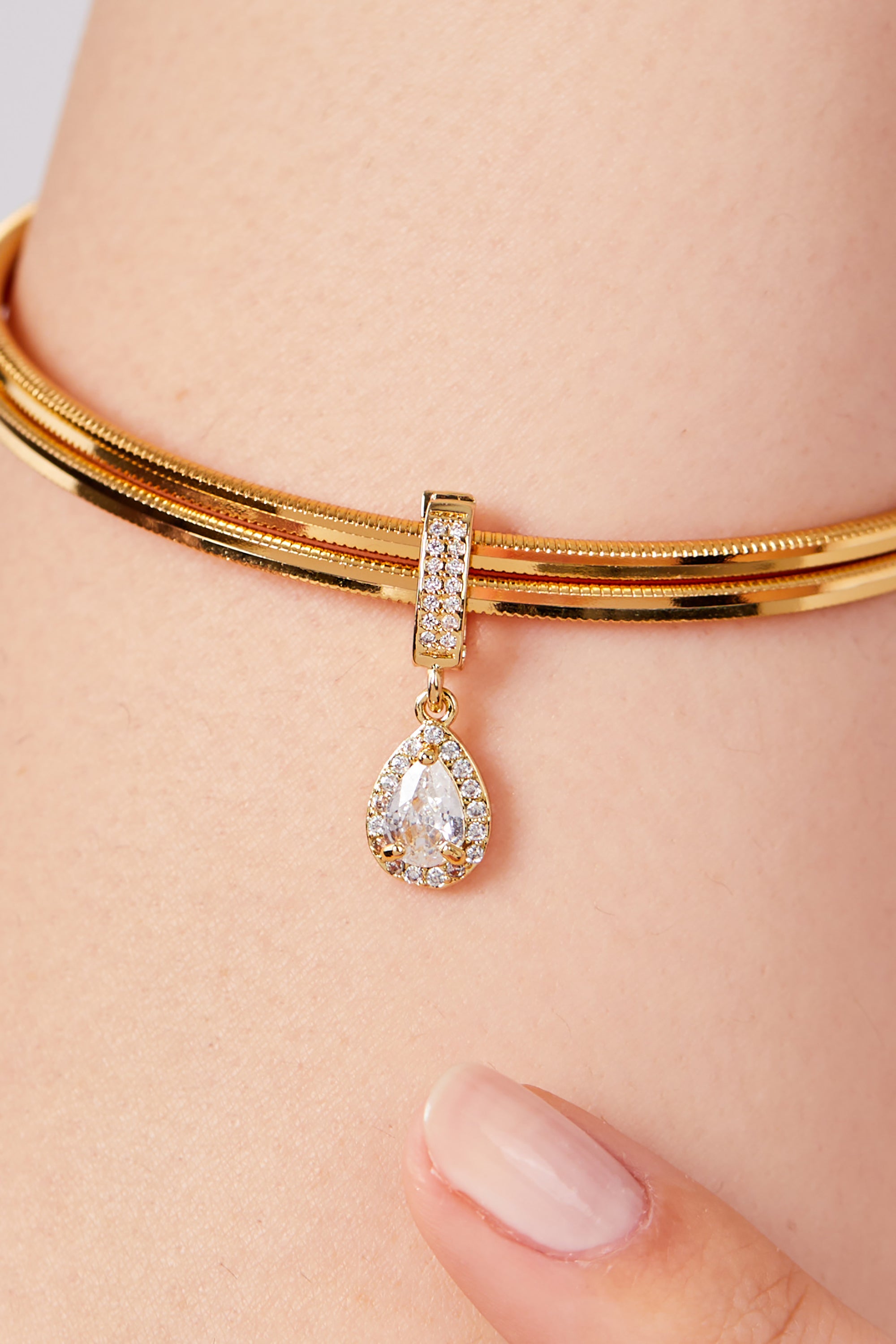 Gold Plated Drop Stone Charm