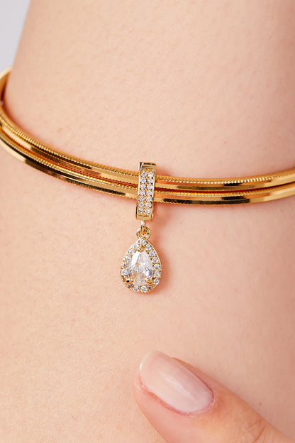 Gold Plated Drop Stone Charm