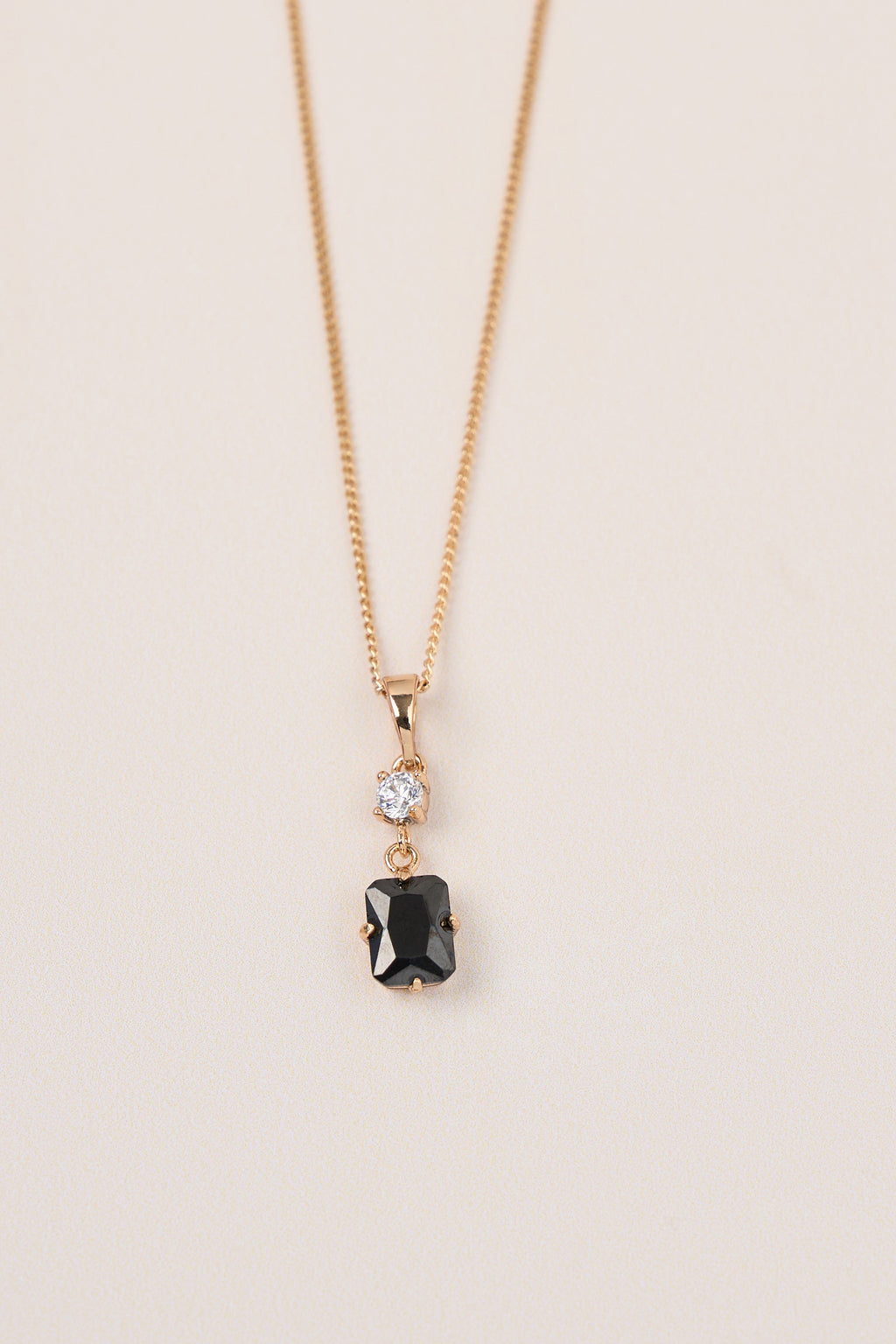 Xuping Baguette Model Diamond Stone Necklace Black