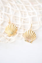 Altın Kaplama Deniz Kabuğu Küpe