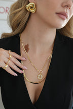 14K Altın Kaplama Arpa Zincir Kuzey Yıldızı Kolye