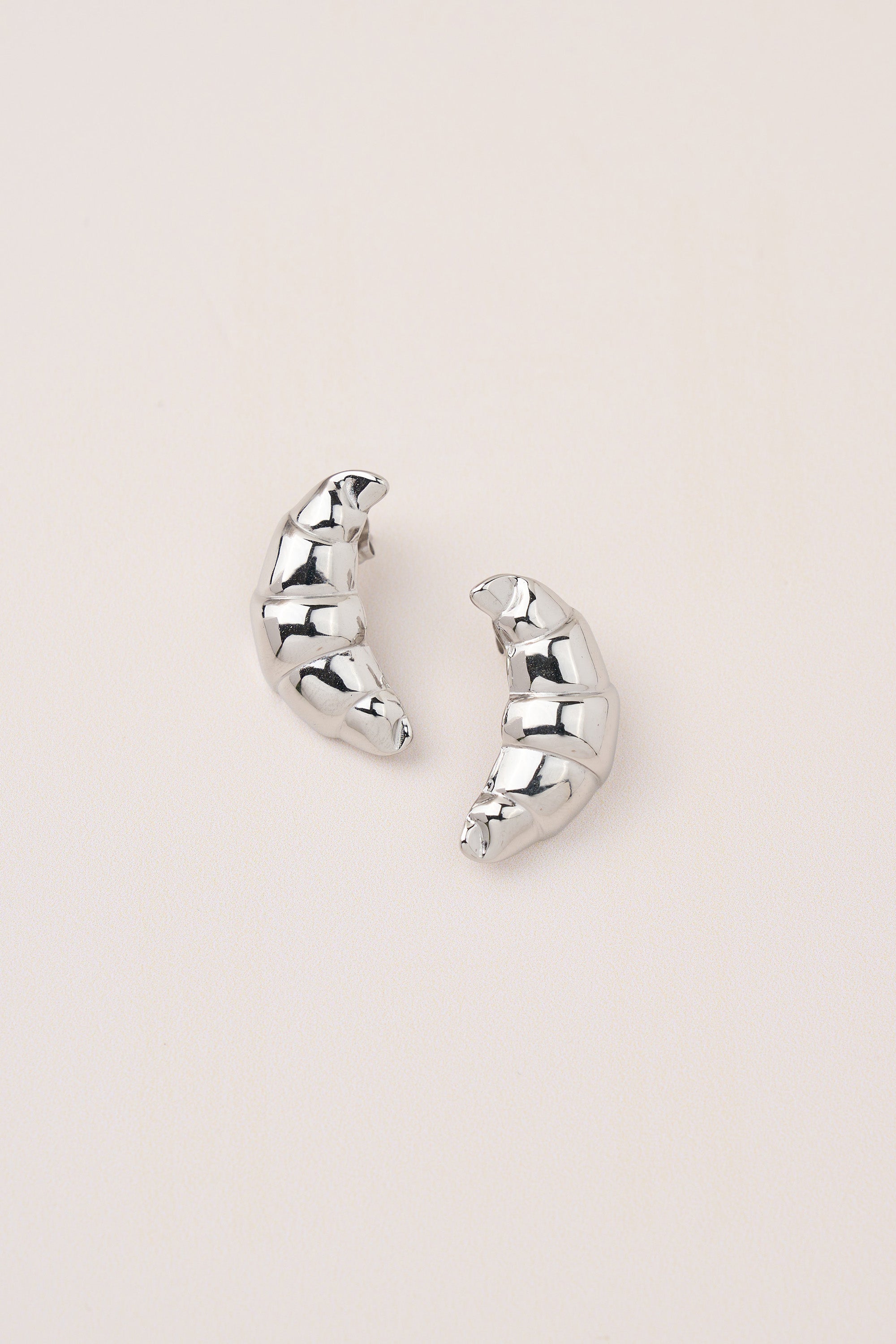 Steel Croissant Earring Silver