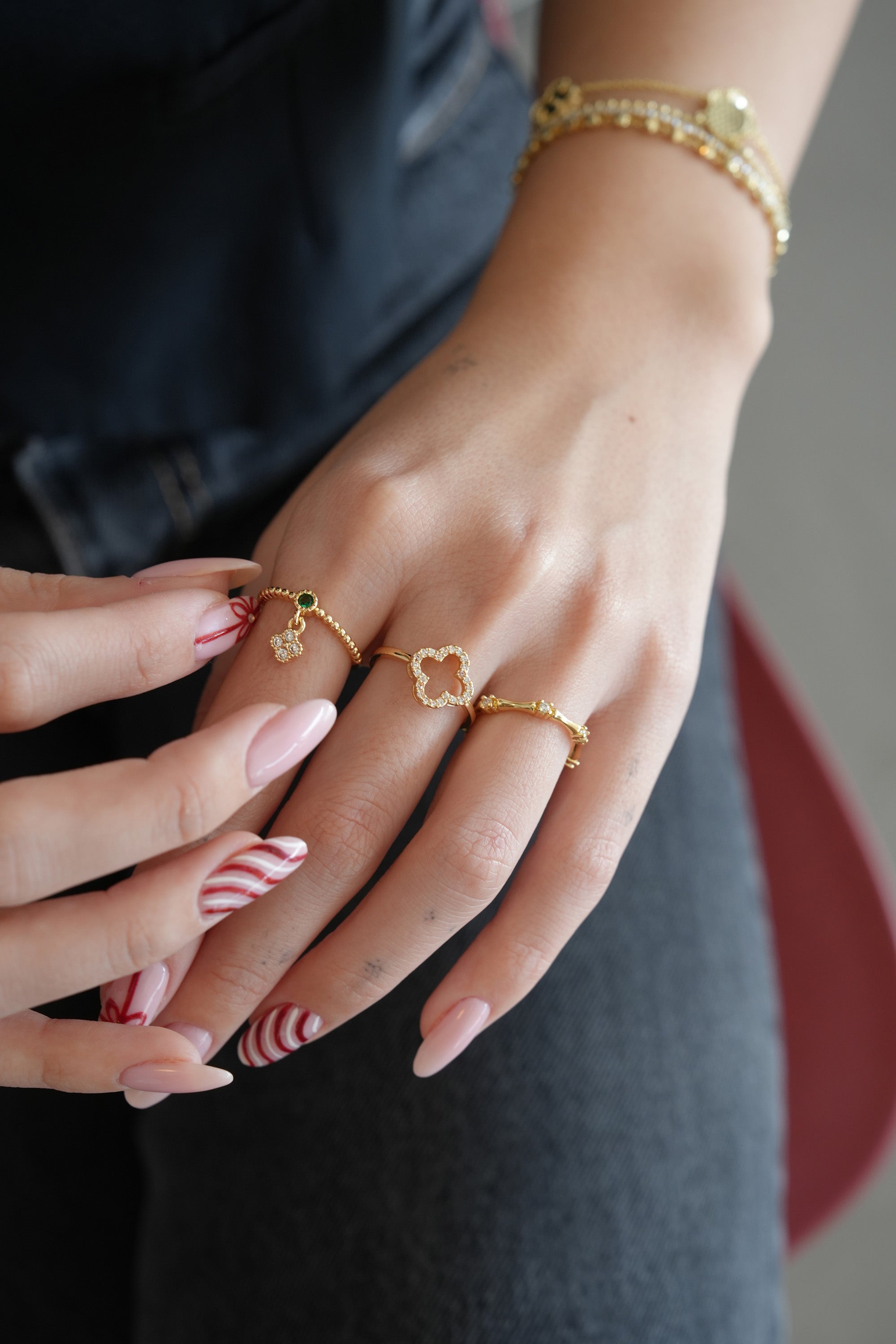 Altın Kaplama Yonca Yüzük