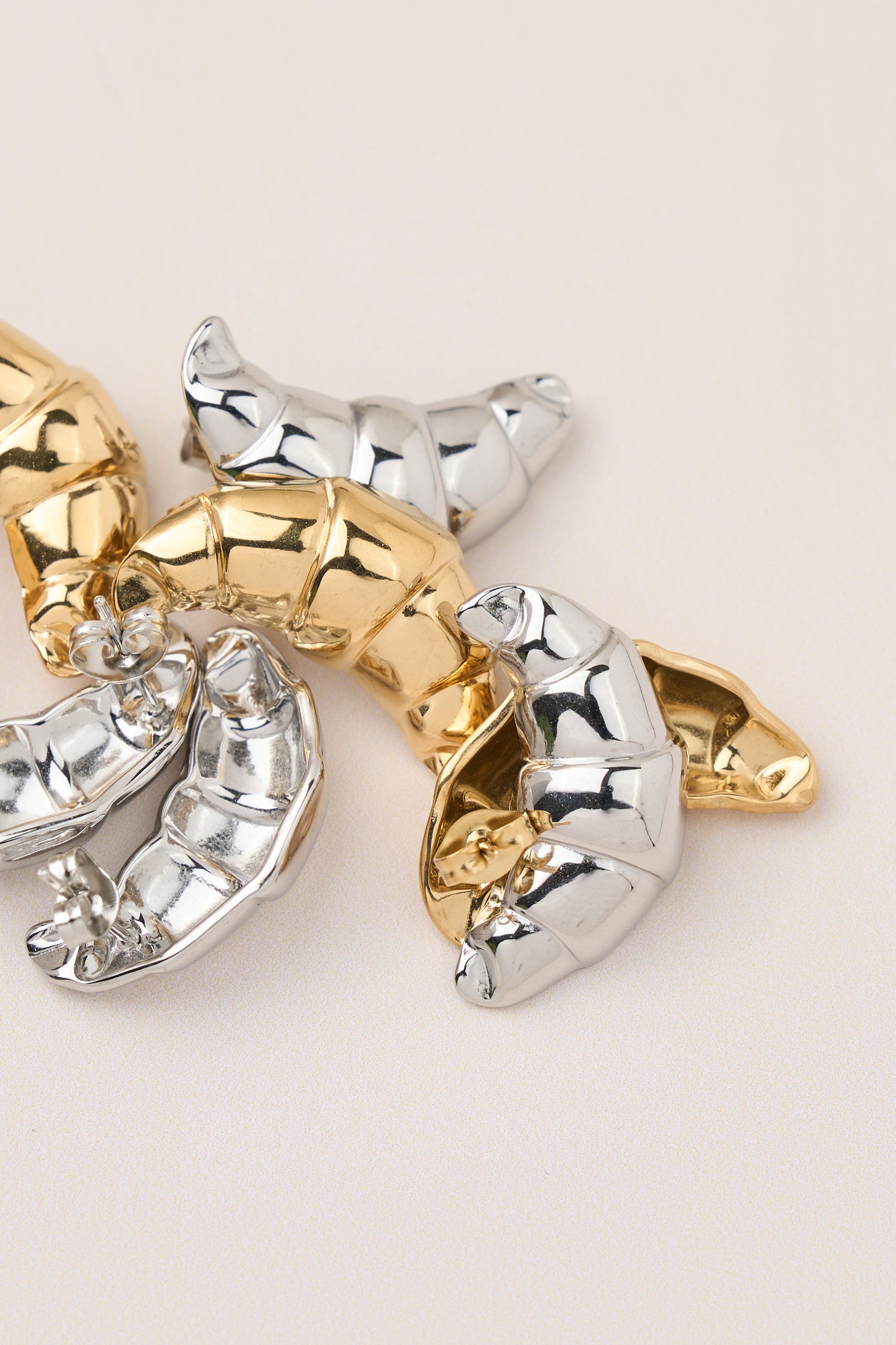 Steel Croissant Earring Silver