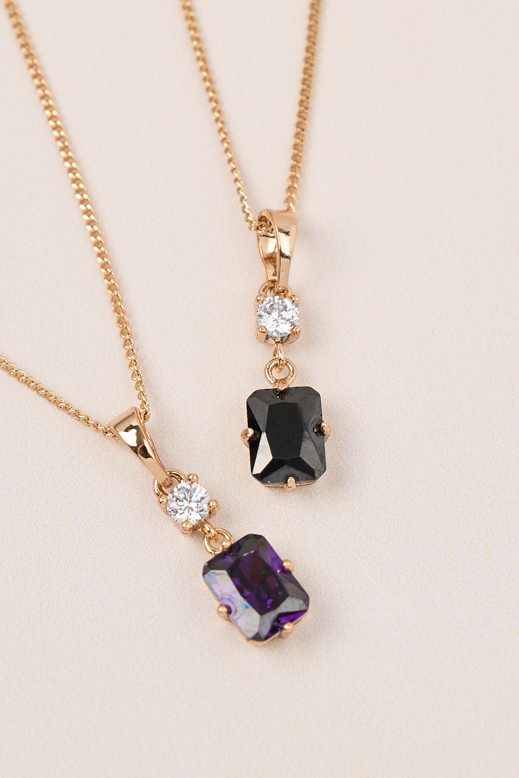 Xuping Baguette Model Stone Necklace Purple
