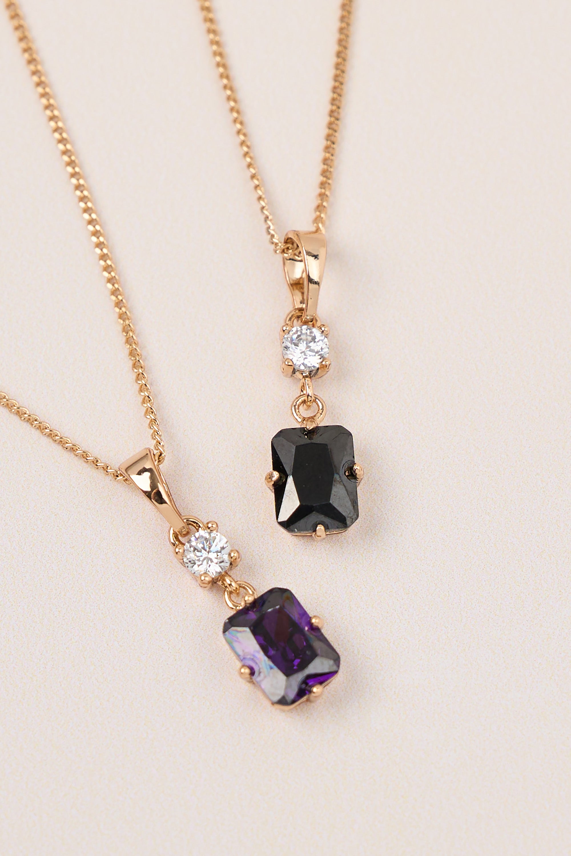 Xuping Baguette Model Stone Necklace Purple