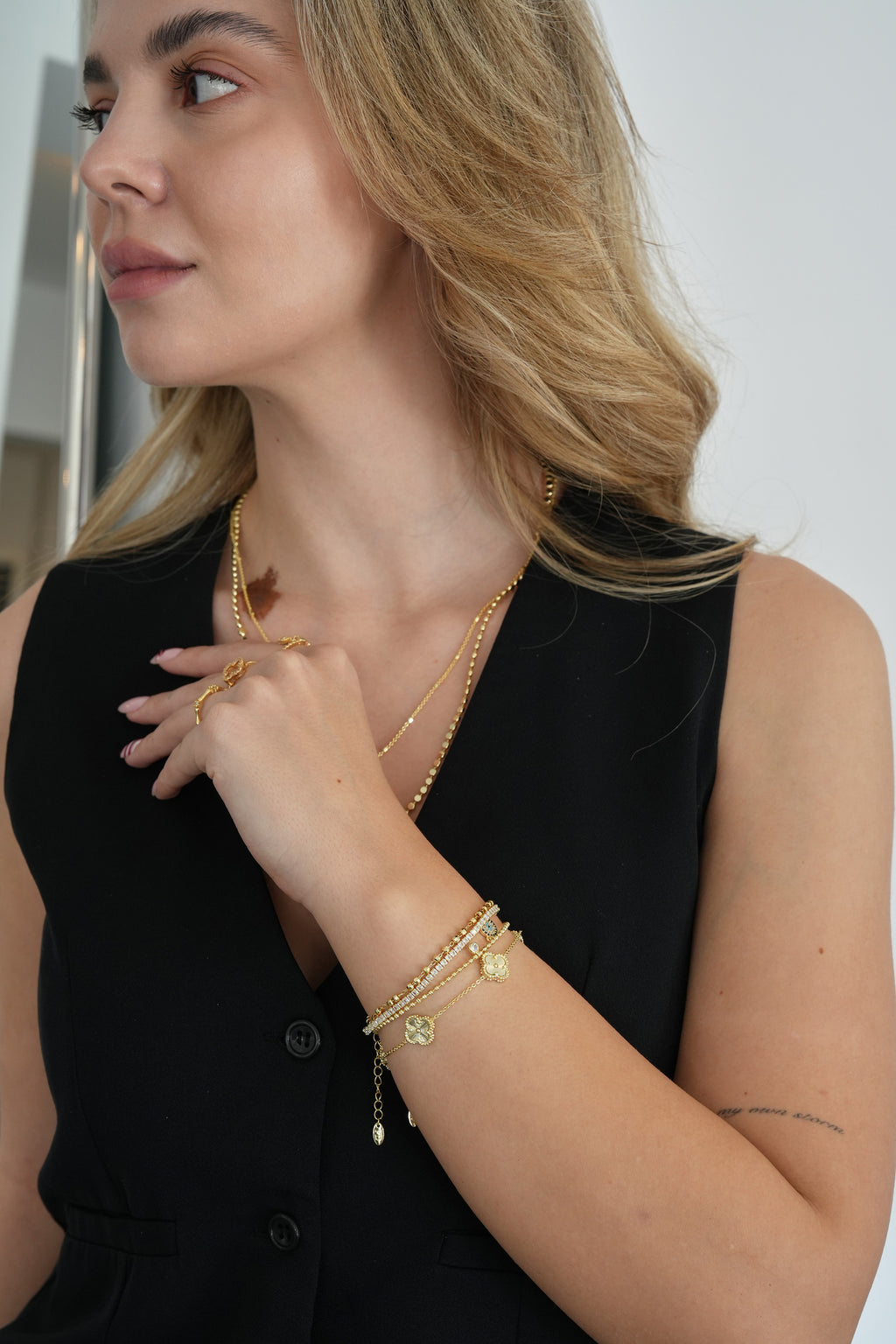 14K Altın Kaplama 5'li Mini Yonca Bileklik