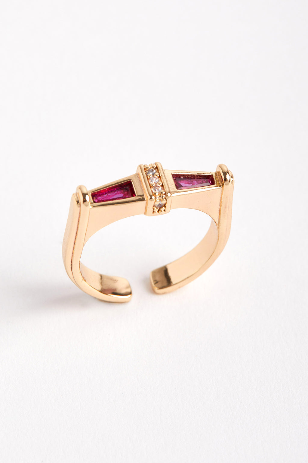 Rhodium Plated Vera Ring Fuchsia