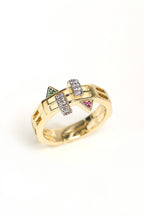 Rodyum Kaplama Renkli Taşlı Feza Yüzük