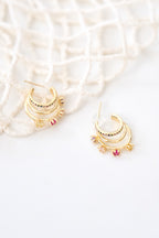 Altın Kaplama Renkli Pırlanta Taşlı Küpe