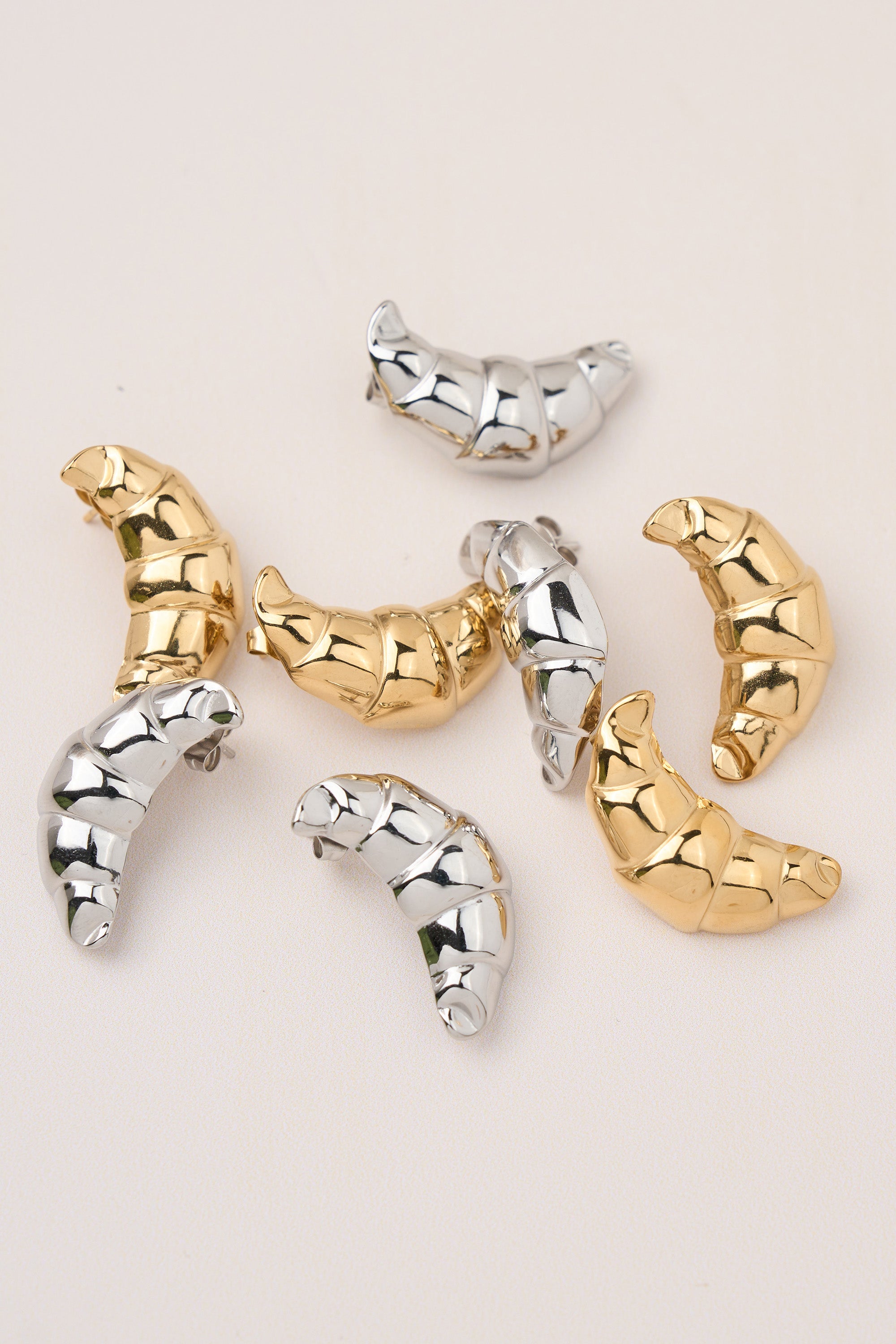 Steel Croissant Earring Gold
