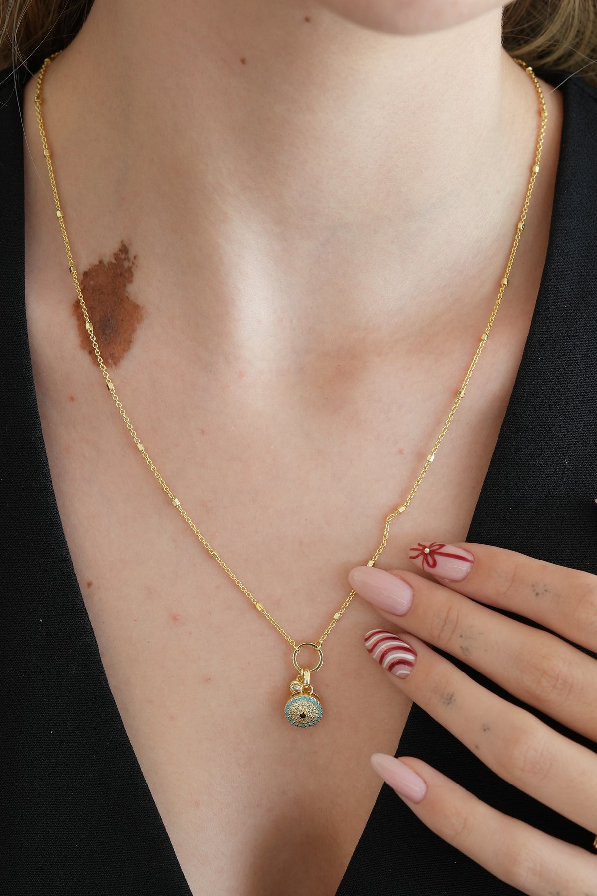 14K Altın Kaplama Nazar Boncuklu Kolye