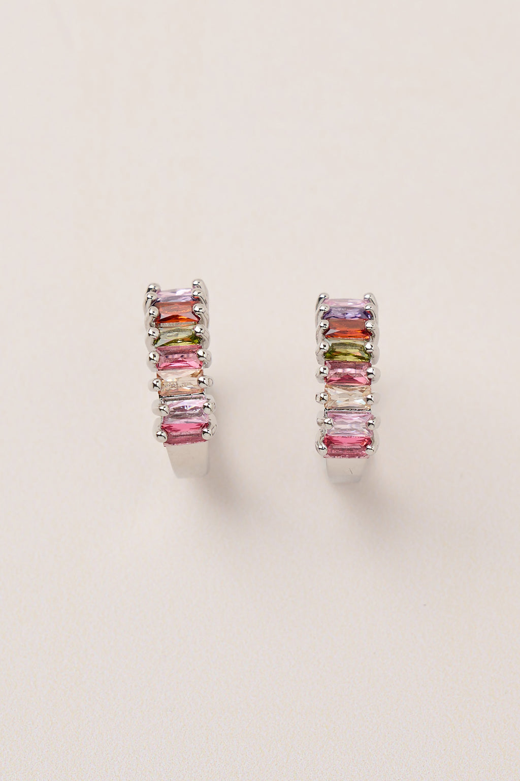 Colorful Stone Hoop Earrings