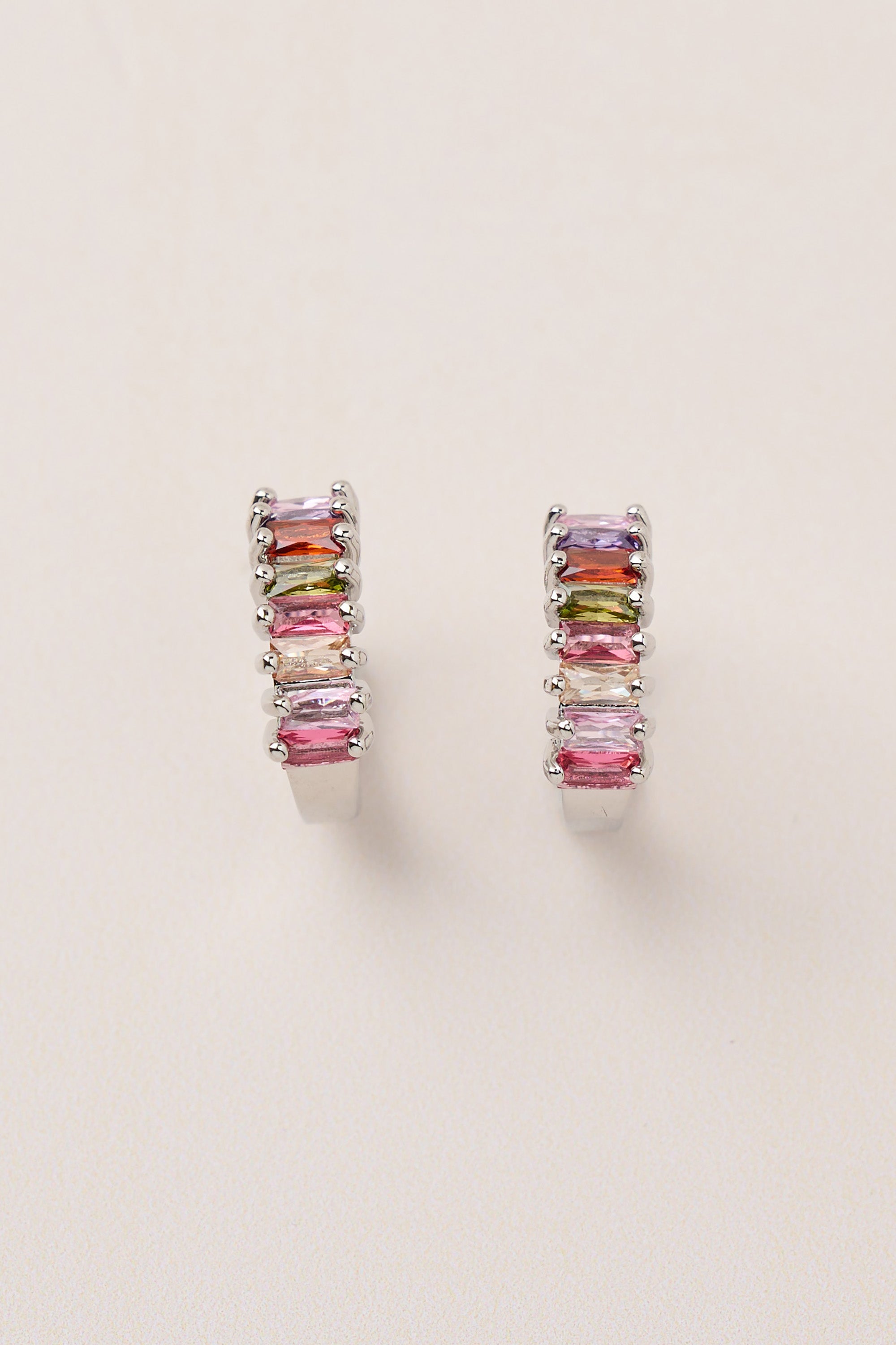 Colorful Stone Hoop Earrings