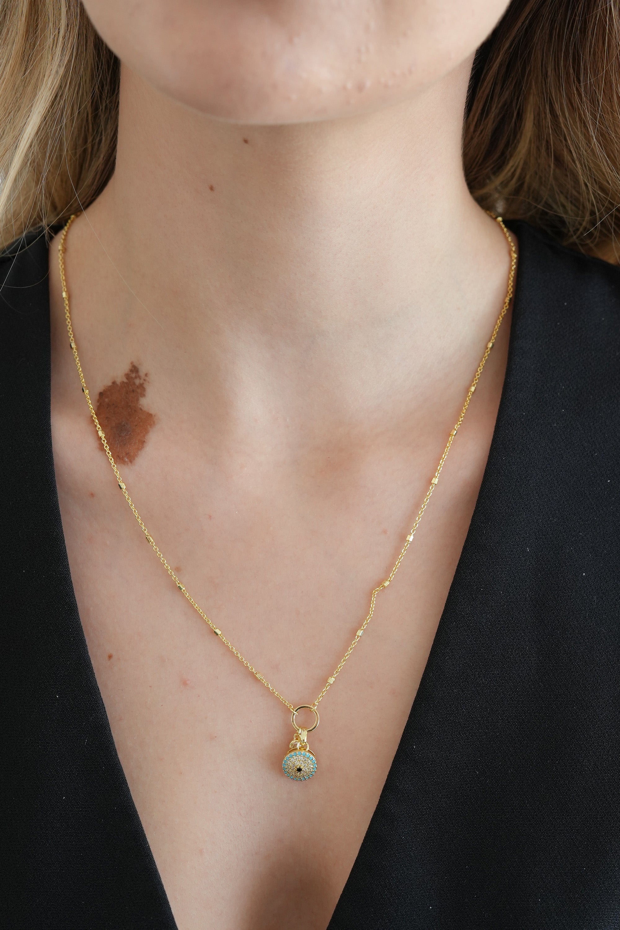 14K Altın Kaplama Nazar Boncuklu Kolye