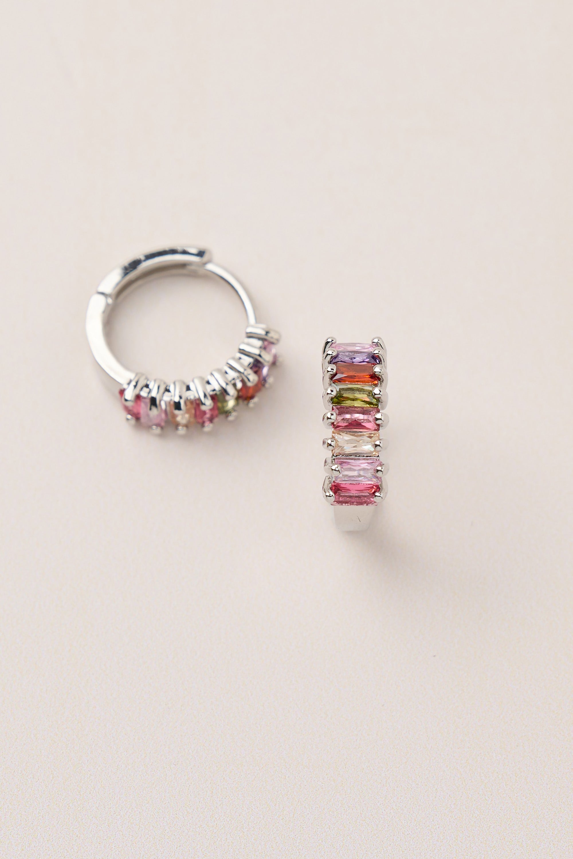 Colorful Stone Hoop Earrings