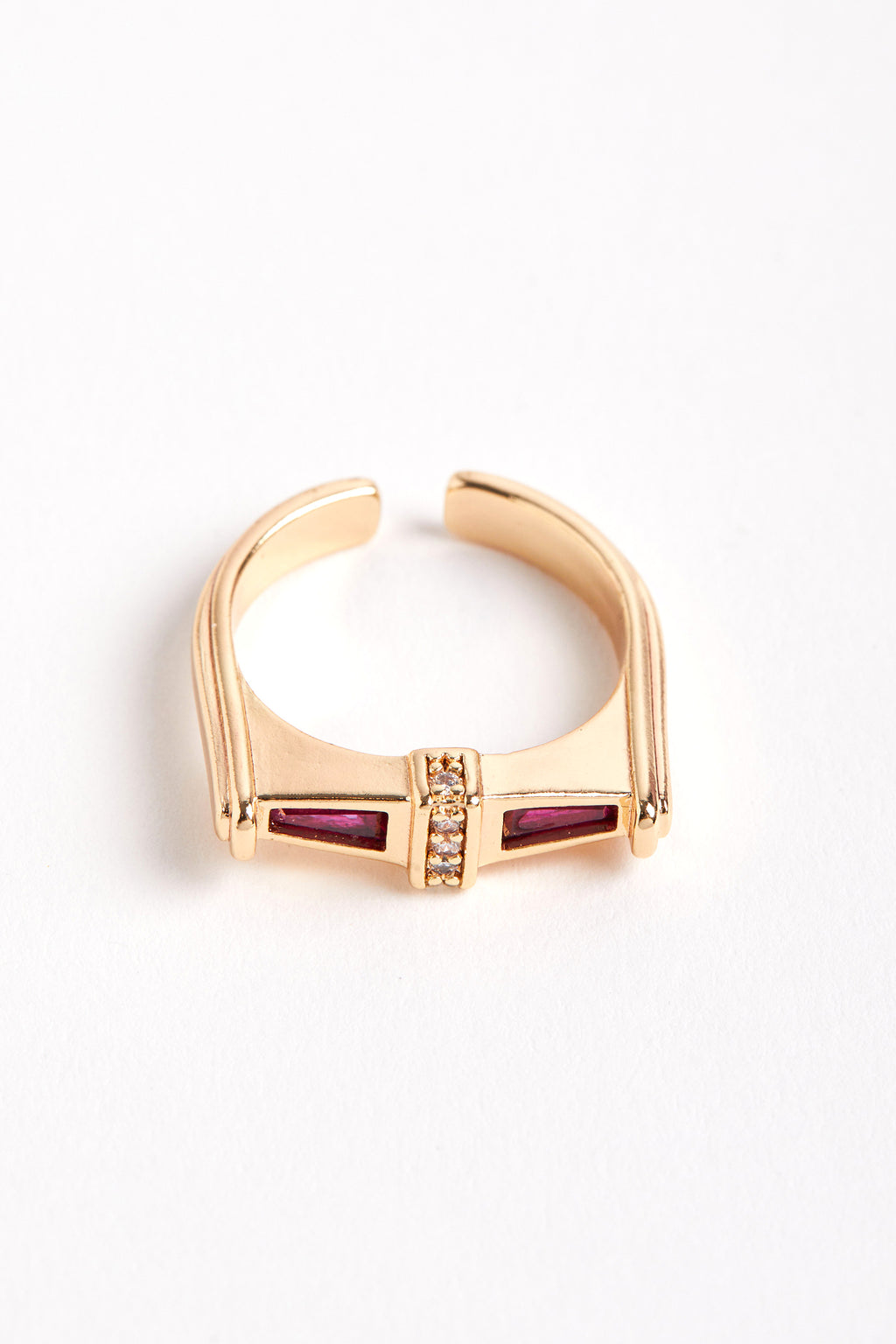 Rhodium Plated Vera Ring Fuchsia
