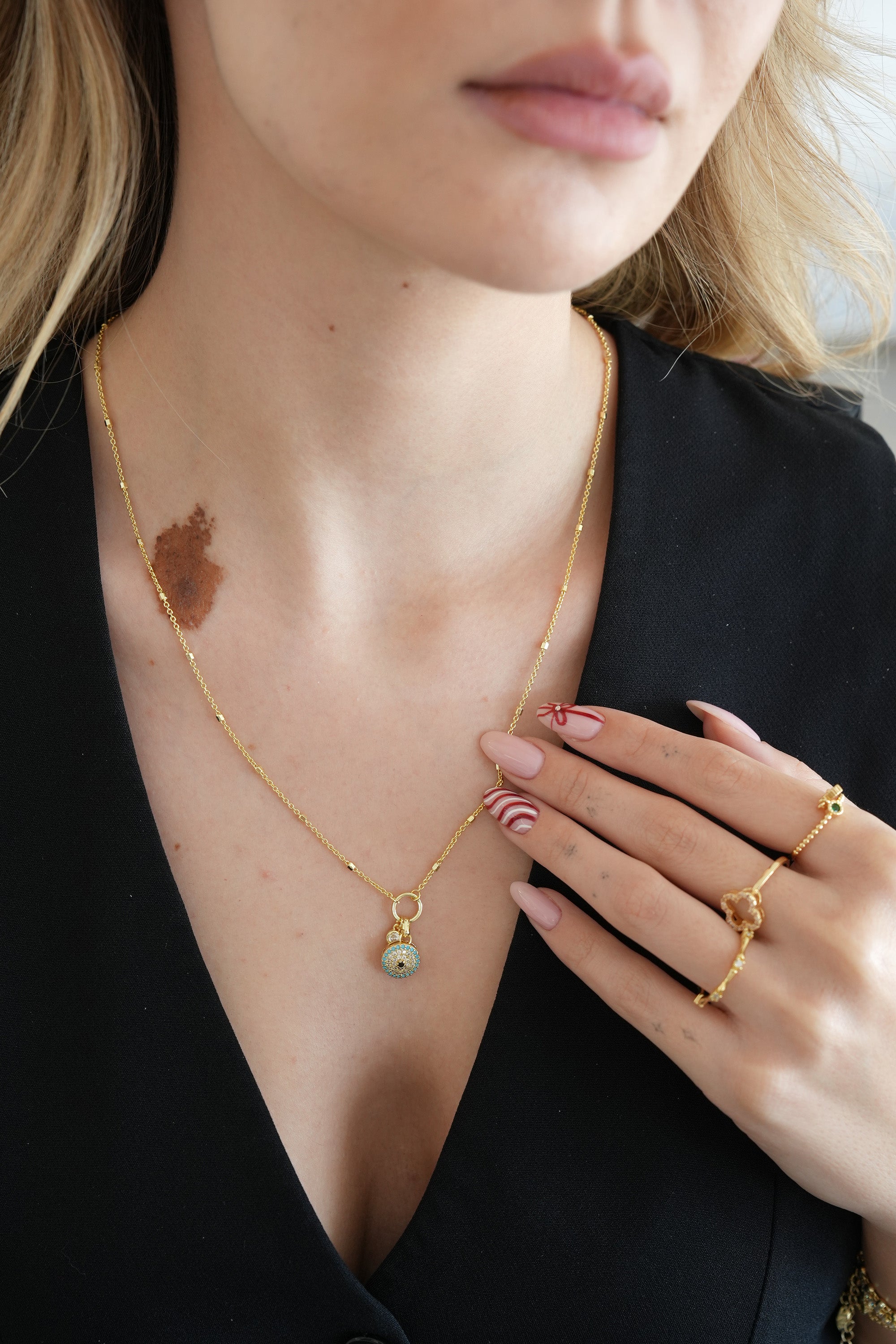 14K Altın Kaplama Nazar Boncuklu Kolye