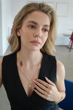 14K Altın Kaplama Arpa Zincir Yonca Kolye