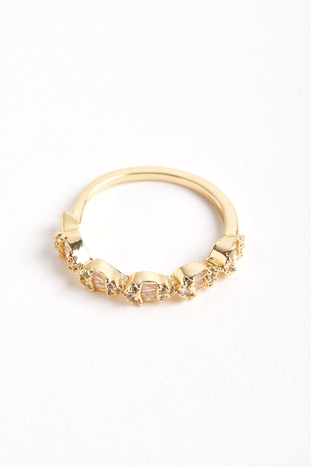 Rhodium Plated Diamond Stone Ring Gold
