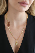 14K Altın Kaplama Arpa Zincir Yonca Kolye