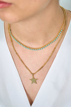 VIP Altın Kaplama Boncuklu Yıldızlı İkili Kolye