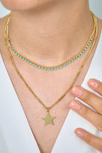 VIP Altın Kaplama Boncuklu Yıldızlı İkili Kolye