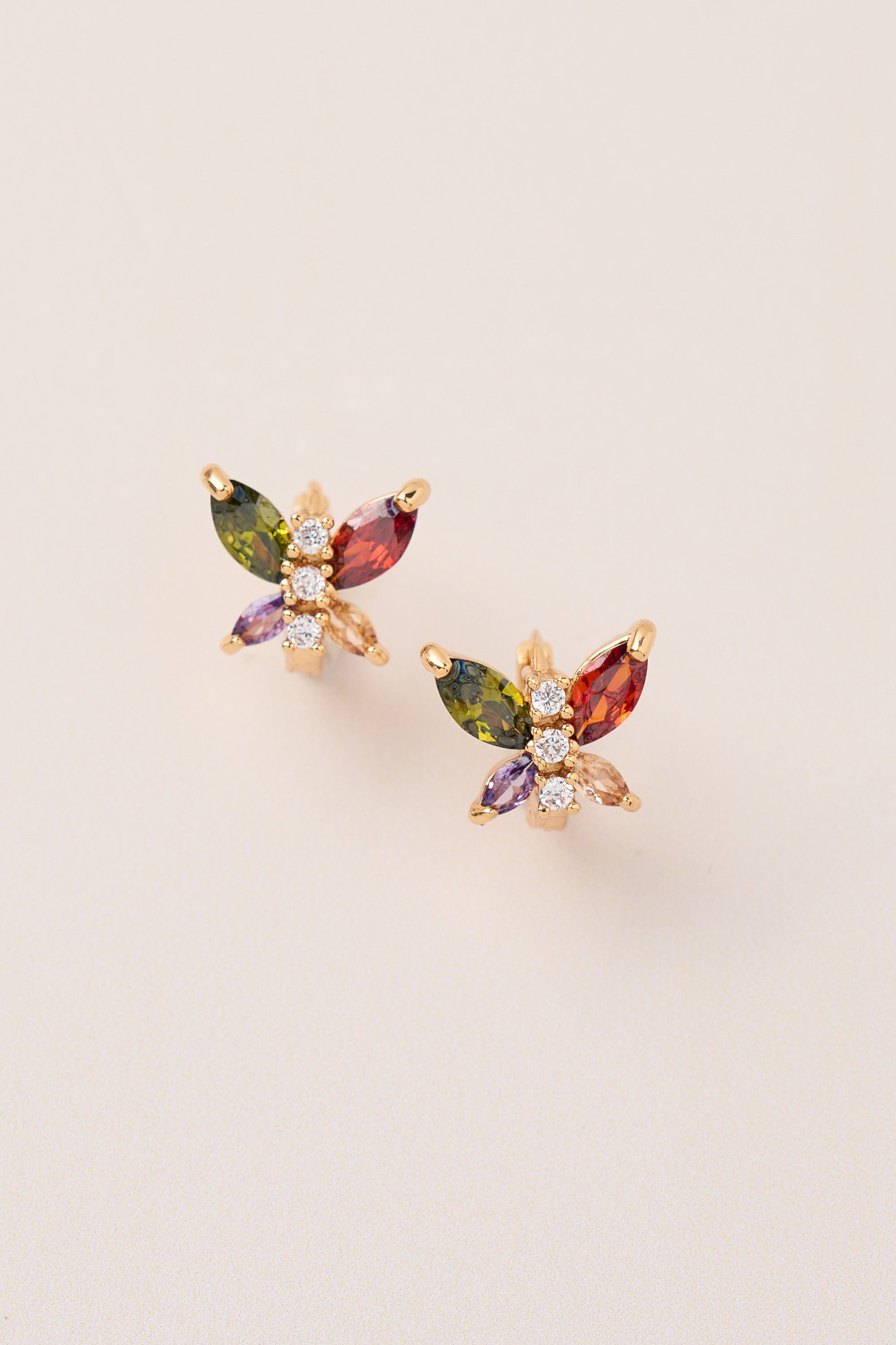 Butterfly Earrings with Colorful Stones