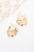 Altın Kaplama Renkli Pırlanta Taşlı Küpe