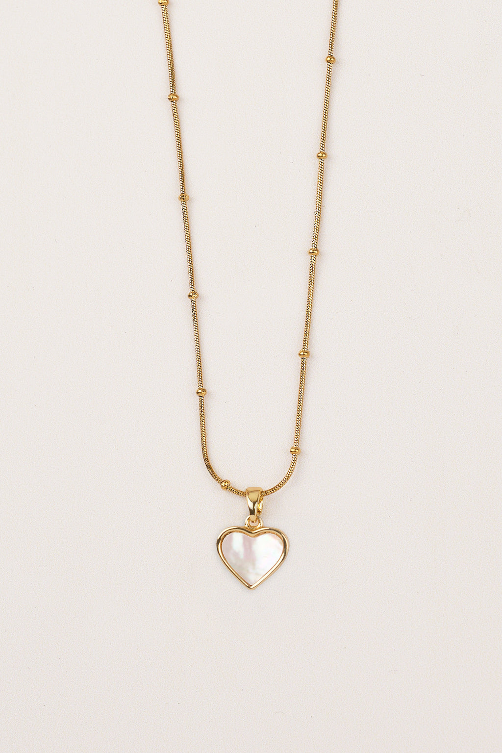 22 Carat Gold Plated Mother-of-Pearl Heart Necklace